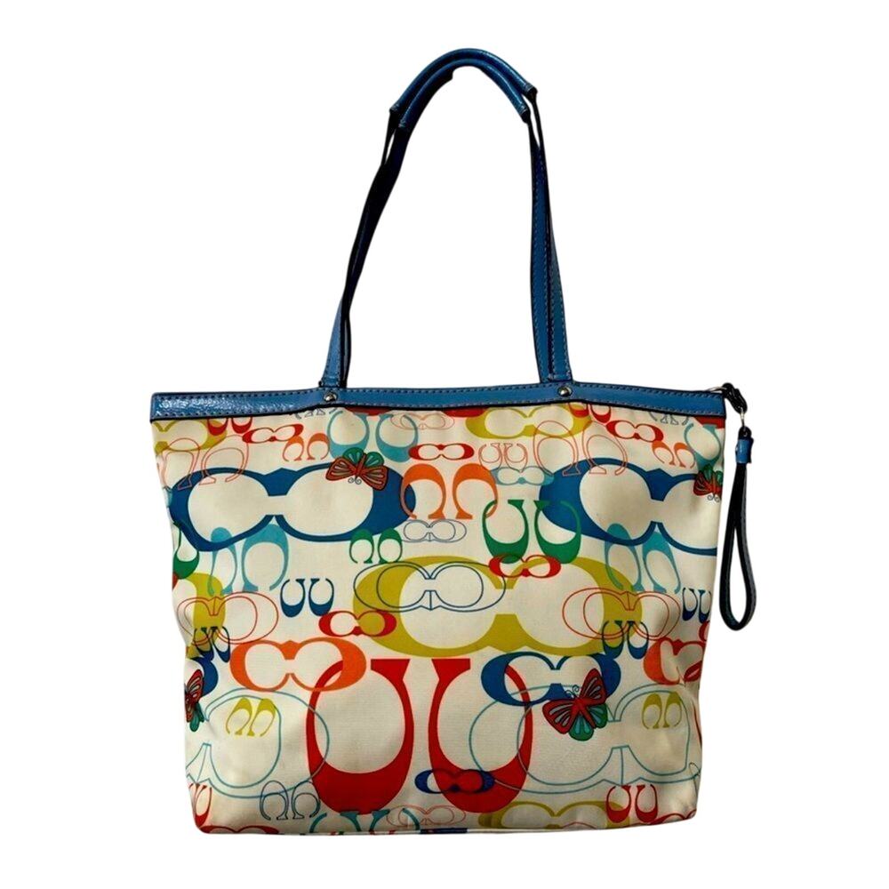 COACH Optic Signature Butterfly F17422 Zip Top Tote
